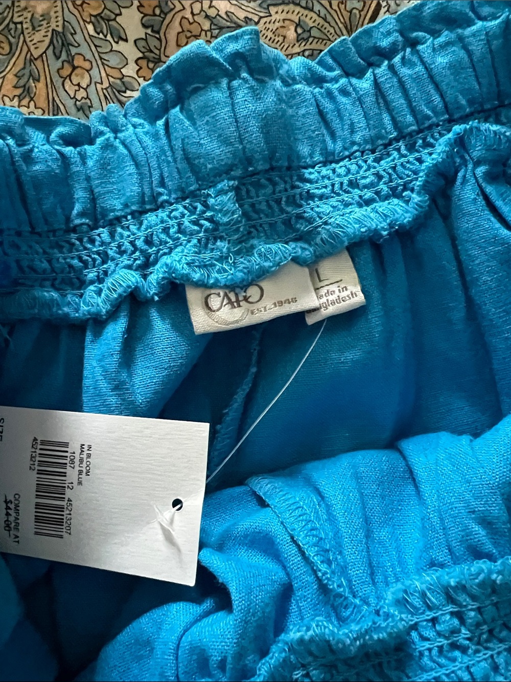 Cato Turquoise Ruffle, Stretch Drawstring  Shorts - Picture 5 of 5